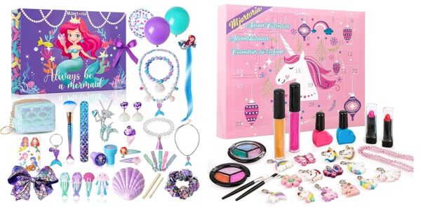 MJartoria Bundle - Advent Calendar 2024 for Girls 24-Days Christmas Countdown Calendar Gifts and Unicorn Jewelry Makeup Advent Calendar