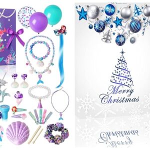 MJartoria Bundle - Advent Calendar 2024 for Girls 24-Days Christmas Countdown Calendar Gifts and Blue Jewelry Set Christmas Countdown