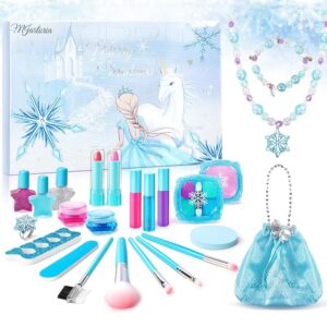 MJartoria Advent Calendar 2024, Blue Snowflake Jewelry Makeup Beauty Advent Calendar 24 Days Christmas Countdown-with Lipstick Necklaces Bracelets Christmas Gifts for Teens