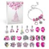 MJartoria Pink Jewelry Advent Calendar 2024 for Adult Teens-Hot Pink Jewelry 24 Days Christmas Countdown-Inclued Pink Heart Metal Charms Beads DIY Necklaces Bracelets Making Kit...