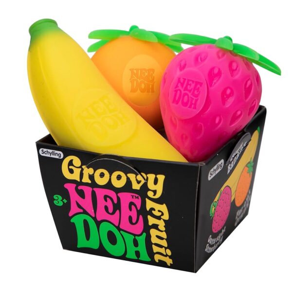 Schylling NeeDoh Groovy Fruit - Sensory Fidget Toy - Multiple Shapes - Ages 3 to Adult (Pack of 1)