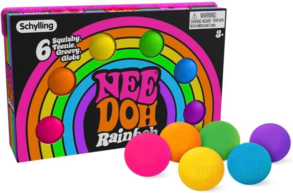 Schylling NeeDoh Rainboh Teenie - Sensory Fidget Toy - 6 Mini Groovy Globs - Ages 3 to Adult