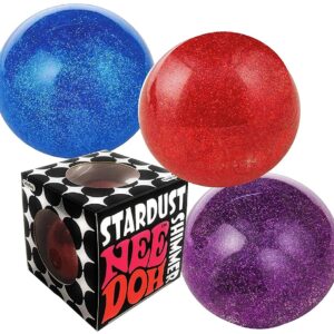 Nee-Doh Schylling Stardust Shimmer Groovy Glob! Squishy, Squeezy, Stretchy Stress Balls Blue, Red & Purple Complete Gift Set Party Bundle - 3 Pack