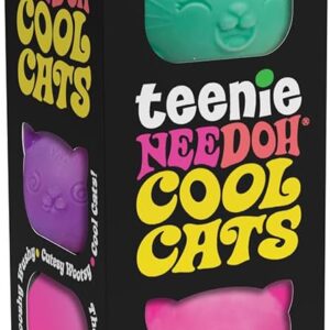 Schylling NeeDoh Teenie Cool Cat - Sensory Fidget Toy - 3 Mini Groovy Globs in Assorted Colors - Ages 3 to Adult (Pack of 1)