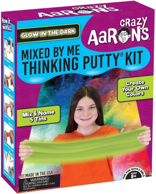 Crazy Aaron’s Thinking Putty Glow in The Dark Kit - Create, Mix, Mold, Fun Activity Set, Mix-in Pieces, Sensory Putty, Fidget, Never Dries Out, Non-Toxic, Crazy Aarons Putty...