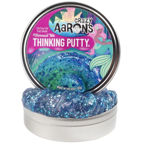 Crazy Aaron's - Mermaid Tale - Color Changing Putty - Glowbright Collection - 4" Tin Thinking Putty - Never Dries Out