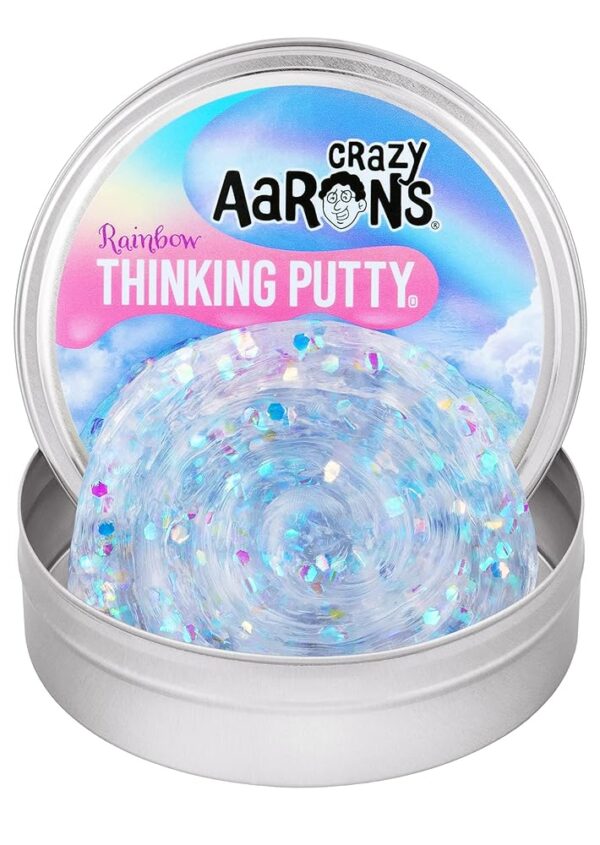 Crazy Aaron's Rainbow Thinking Putty 4" Tin Thinking Putty - Multicolored Glitter and Shimmer, Soft Texture - Non-Toxic Sensory Play Putty - Never Dries Out - Creative Toy Fun...