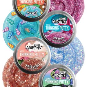 Crazy Aaron's Putty Mini Tins Mystical Crystal, Ukulele, Starfish & Rose Gold Gift Set Bundle - 4 Pack (13.3g Each)