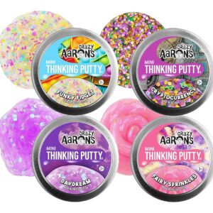 Crazy Aaron's Putty Mini Tins Funky Fidget, Daydream, Cryptocurrency & Fairy Sprinkles Gift Set Bundle - 4 Pack (13.3g Each)