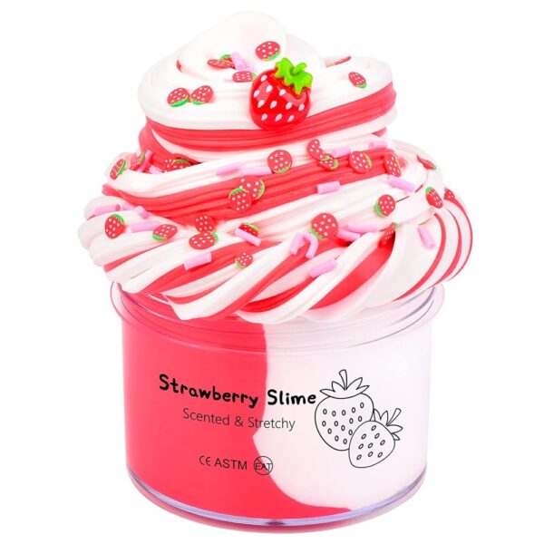 Butter Slime Kit,Strawberry Slime Super Soft and Non-Sticky, Party Favors Slime Toys for Girls Boys (7oz 200ML)