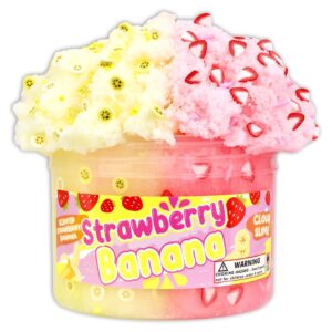 Strawberry Banana (8 fl/oz) - Scented Cloud Textured Slime - Handmade in USA - Dope Slimes - Pink/Yellow