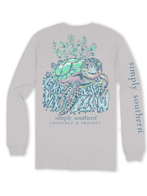 Simply Southern Grow with The Flow - Track Turtle - Adult Women's Long Sleeve T-Shirt